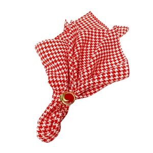 NWT SILKLETTE Houndstooth 100% Fine Silk Kerchief Scarf RED + WHITE